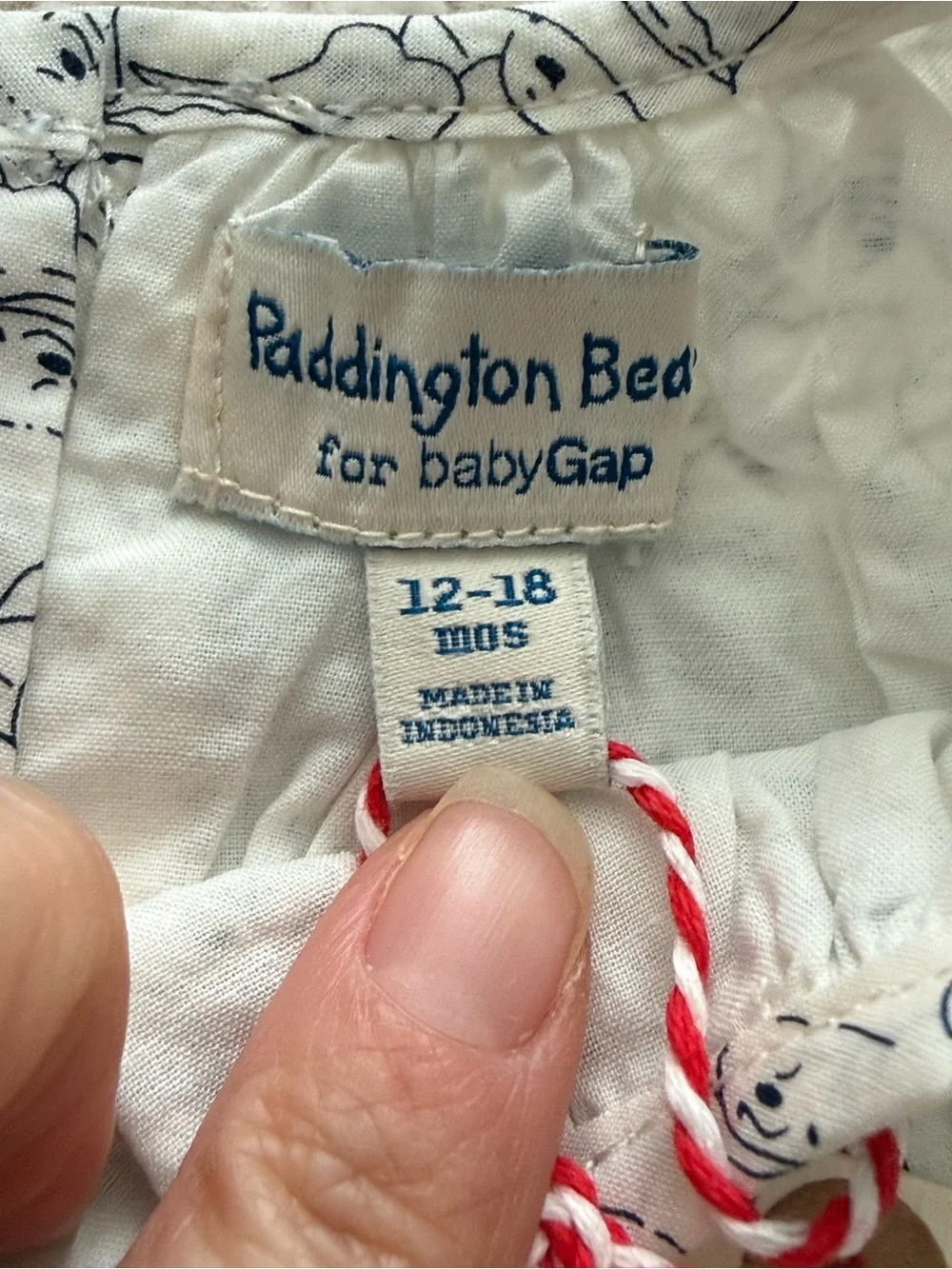 NWT Baby Gap Paddington Bear Blouse Top 12-18 Months White 100% Cotton Rare